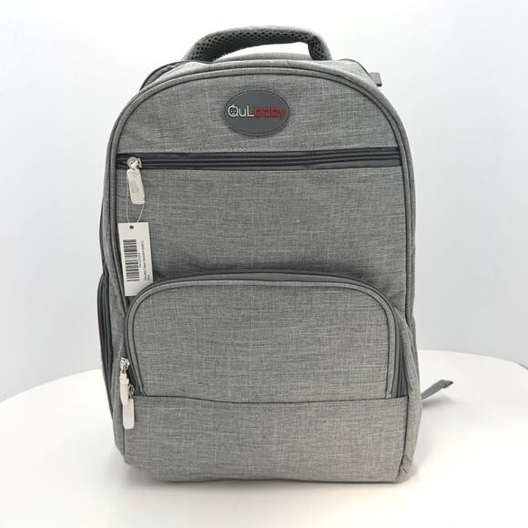 Qulbaby Diaper Bag Backpack Gray with Changing Pad Pockets Compartments NEW - Picture 1 of 16